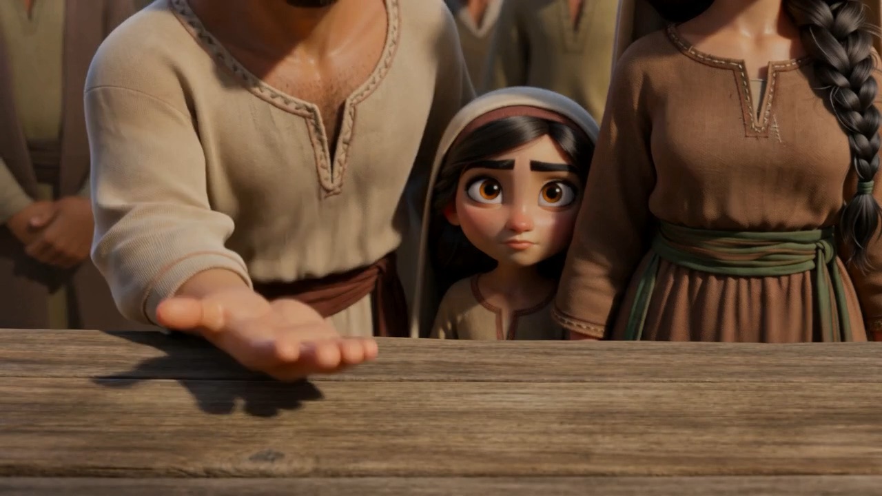 Their turn at the bar. The father holds out his right hand: bare