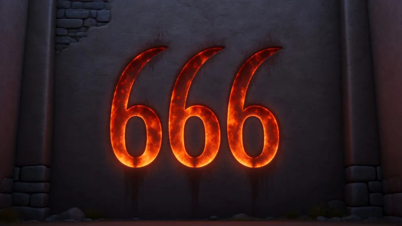 On the wall along the road, man-high numerals smolder in the plaster