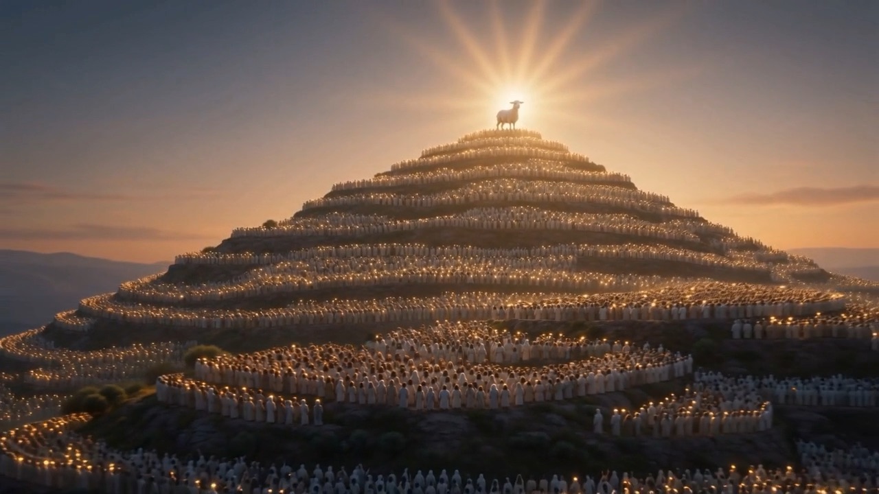 Thousands upon thousands, terraced up the mountainside, every brow alight