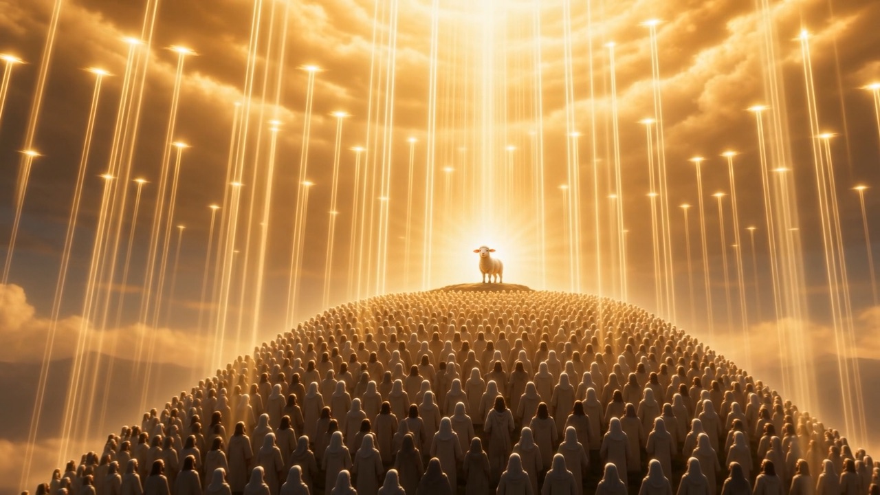 The mountain, the ranks, the strings of light — one instrument, playing one morning