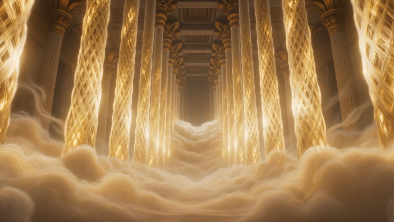 It climbs, and pillar after pillar is swallowed to a glow