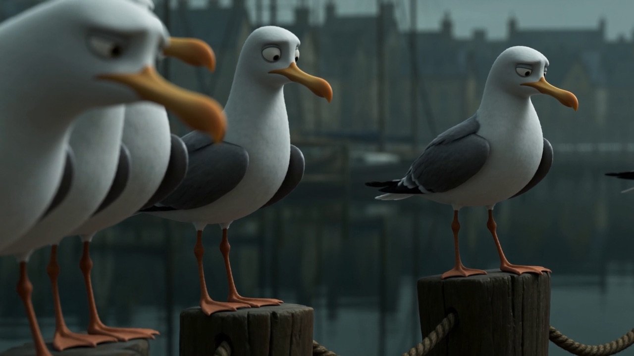 A whole rail of them, standing. Not one of them calling