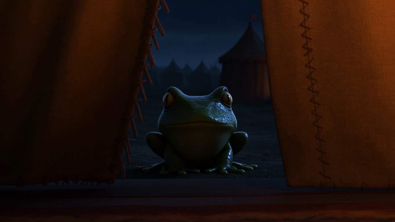 At the gap in the tent flap, throat pulsing, it looks in. It does not come closer
