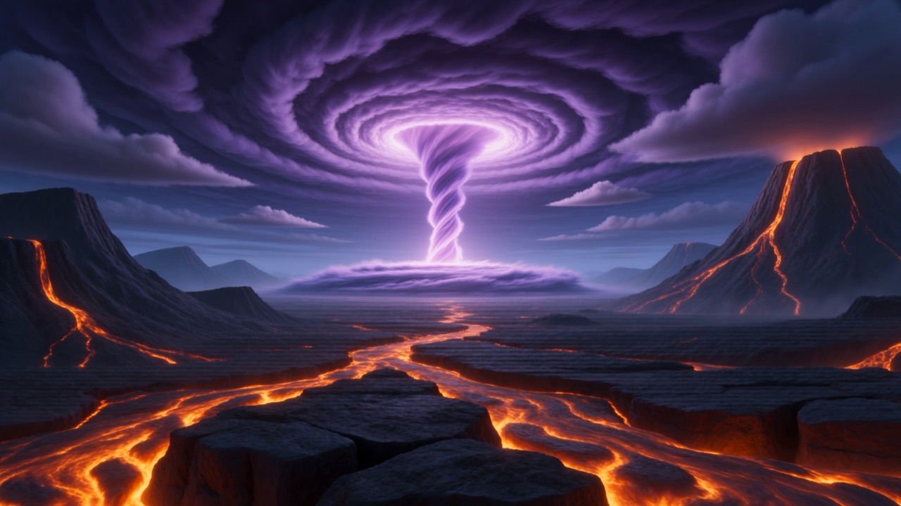 He pours it into the air itself — and the whole sky draws one enormous breath