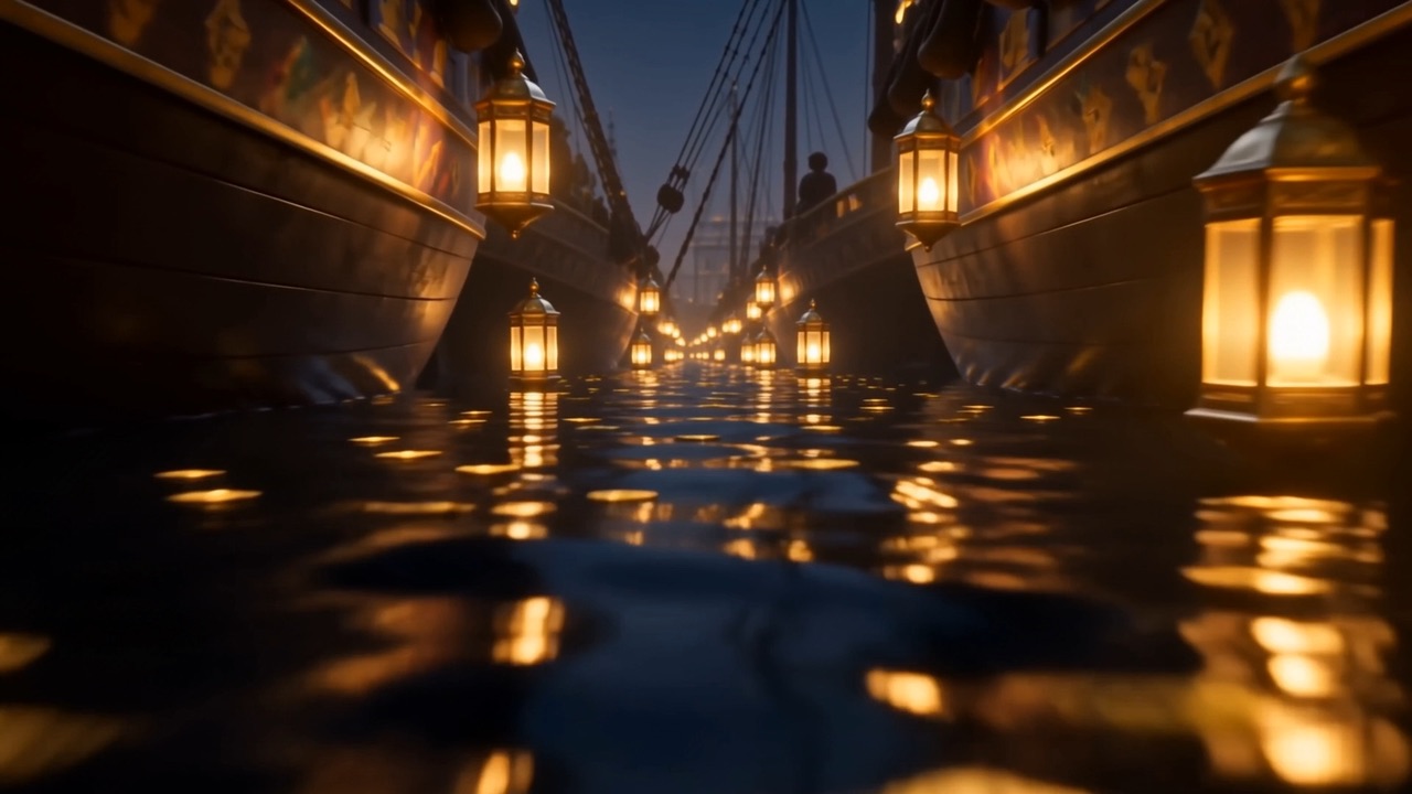 At her quays the fleets of the world lie hull to hull, riding low