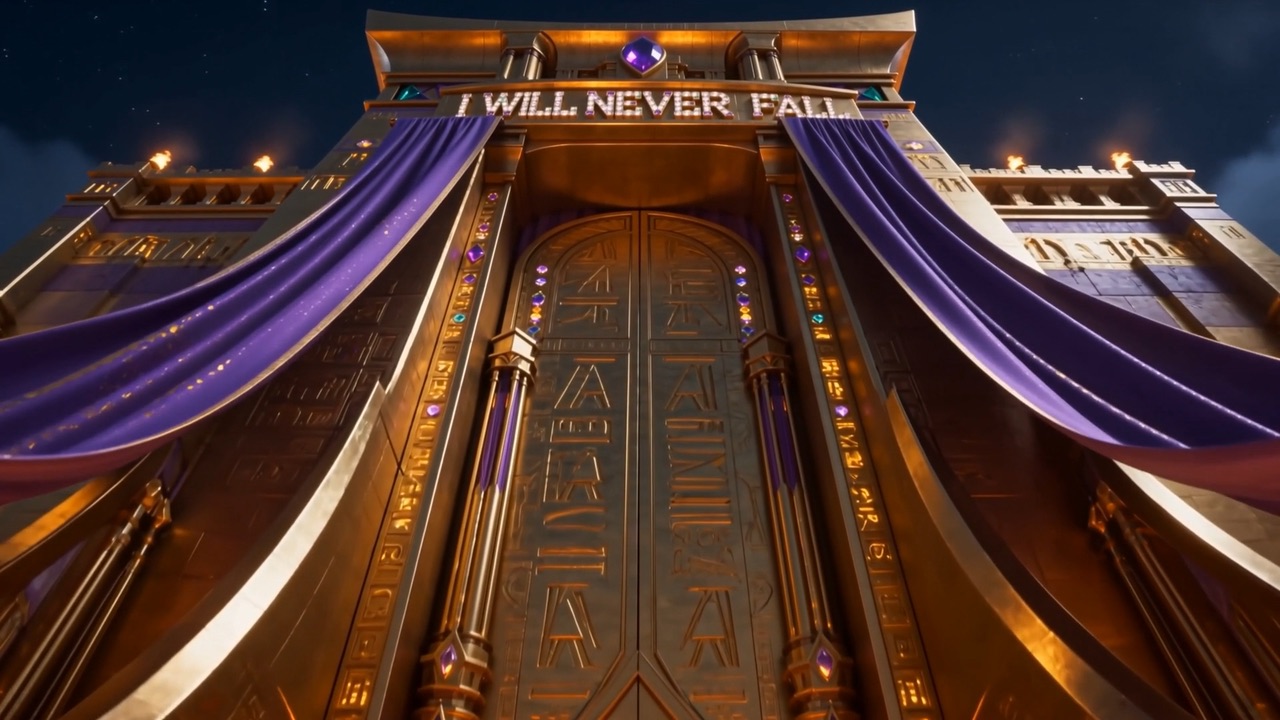 Bronze doors tall as ships, and four words mounted over the arch