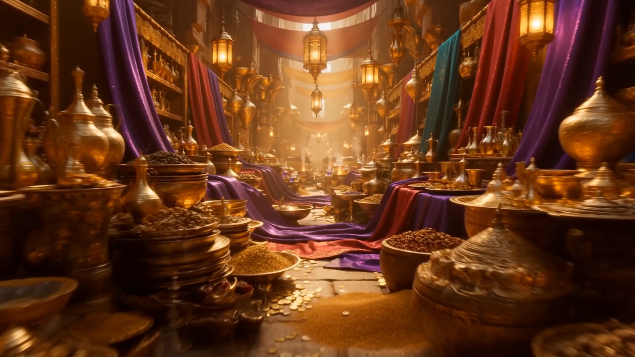 Perfume in crystal, myrrh and frankincense smoking sweet over the stalls