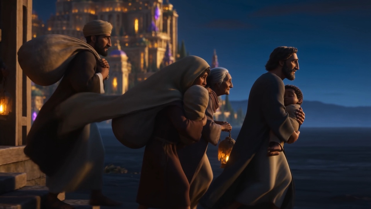 A little chain of covered lamps, threading away across the plain