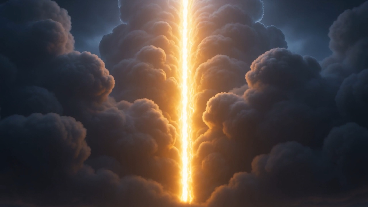 Then a seam of light, opening straight down the middle of the sky