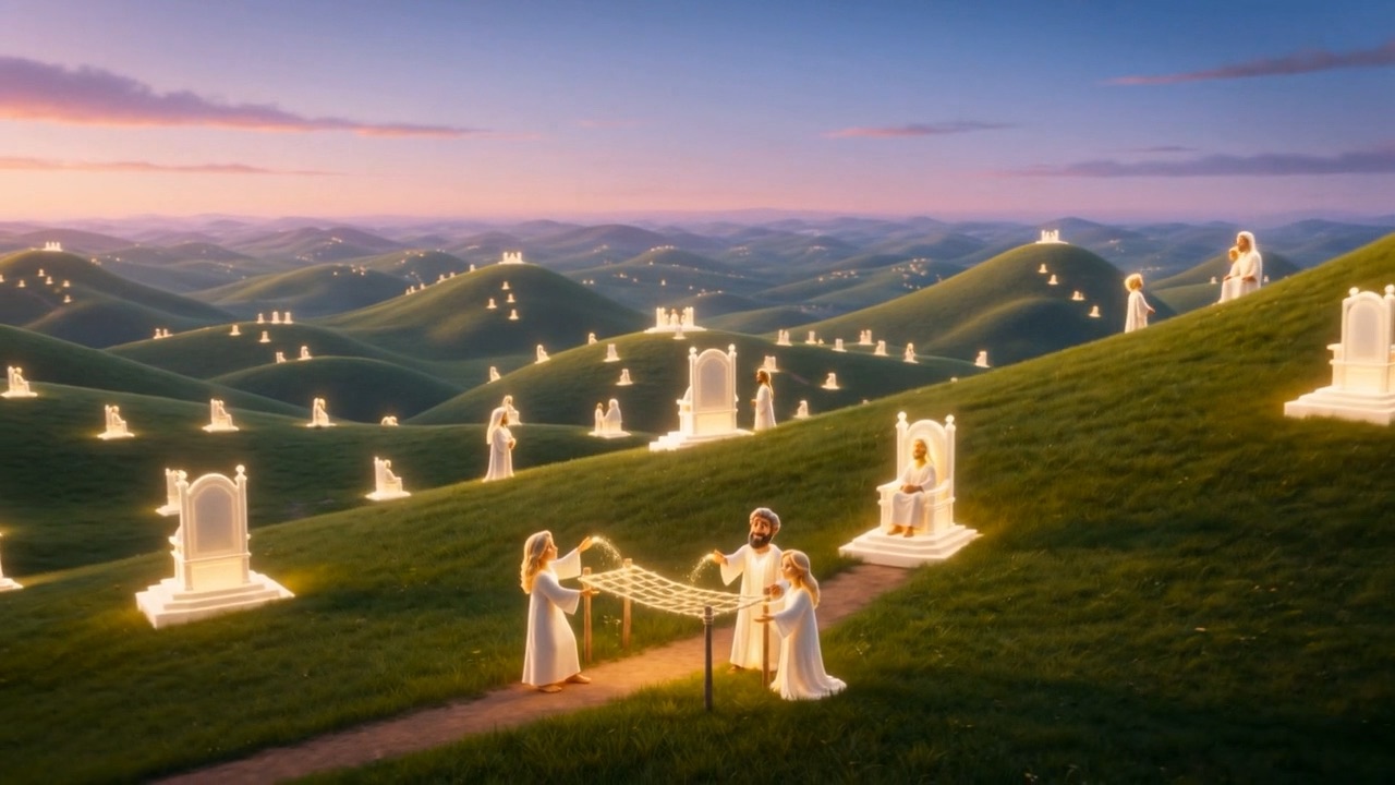 Thrones scattered up the slopes like a village of honour