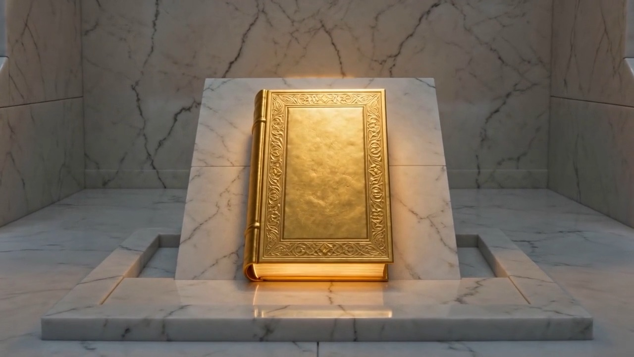 Smaller. Bound not in quiet colours but in gold — and the gold breathes