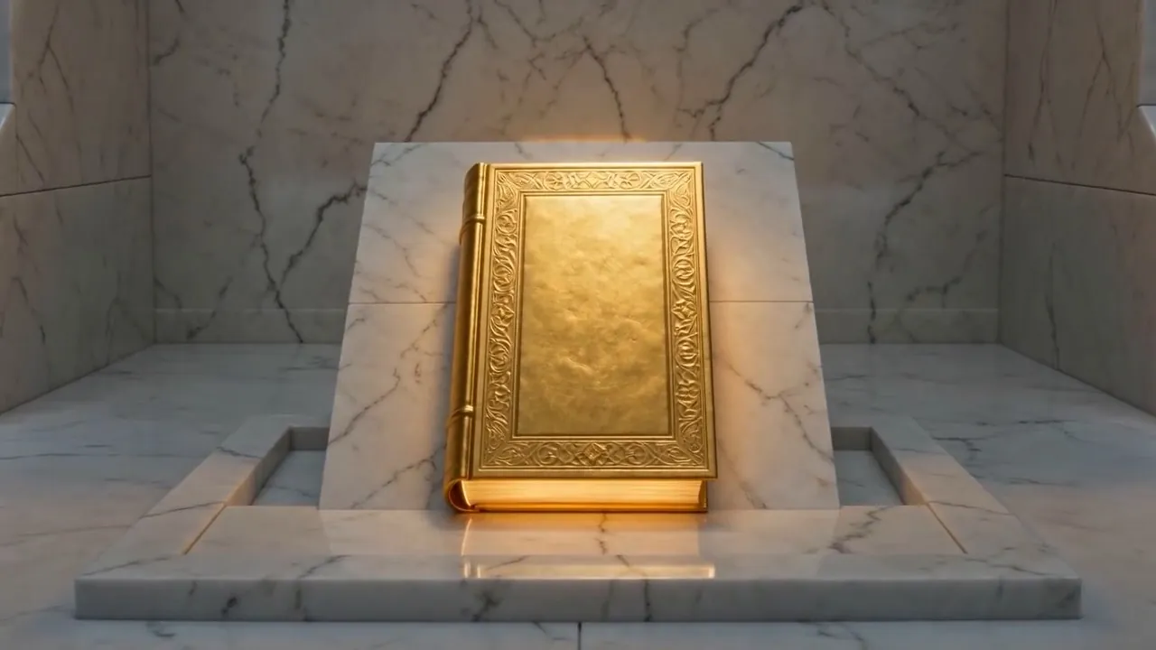 Smaller. Bound not in quiet colors but in gold — and the gold breathes