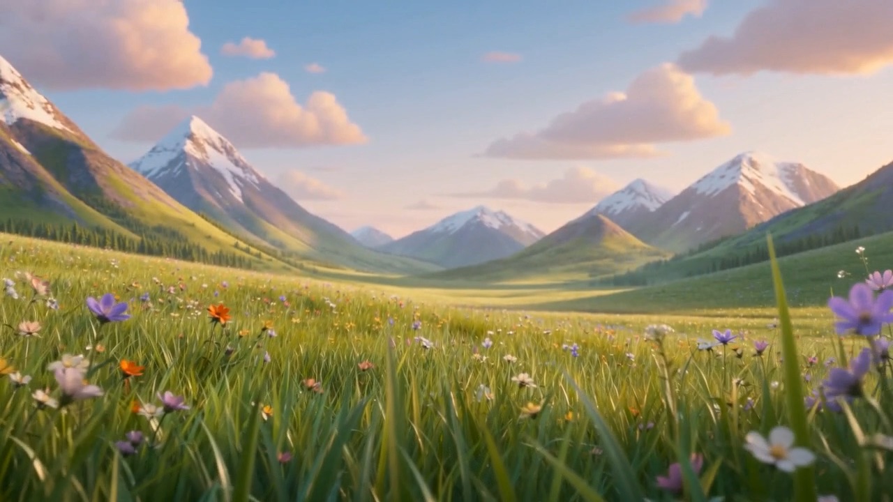 Grass thick and unbent. Flowers in a first bloom that is also full bloom
