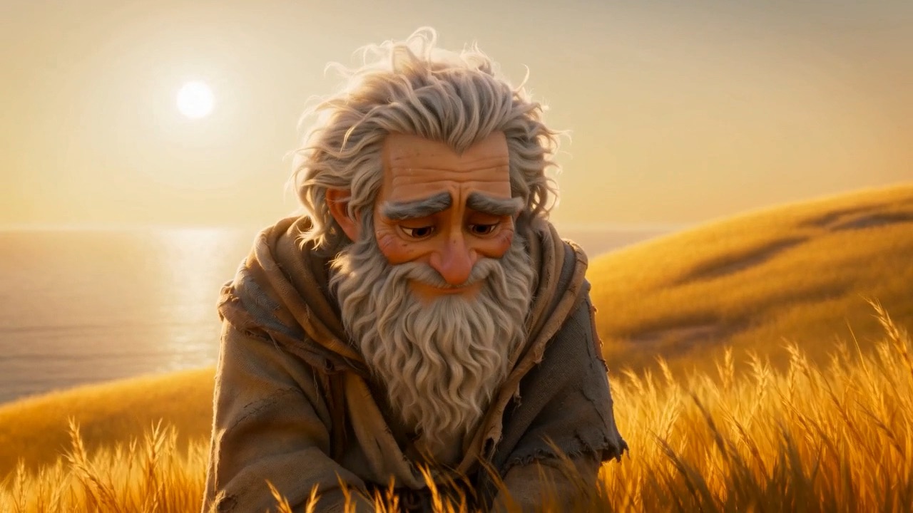The wind moves through the white hair like a blessing handed back