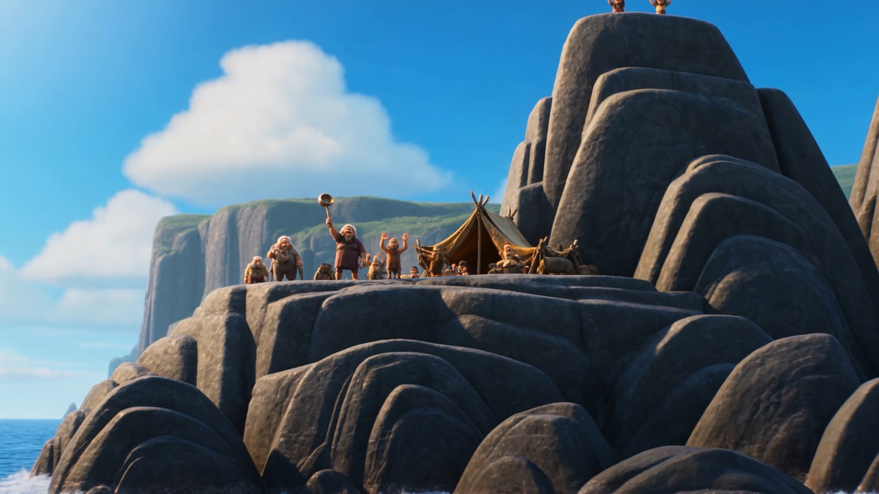 Behind, on the shrinking rocks, the camp is still waving