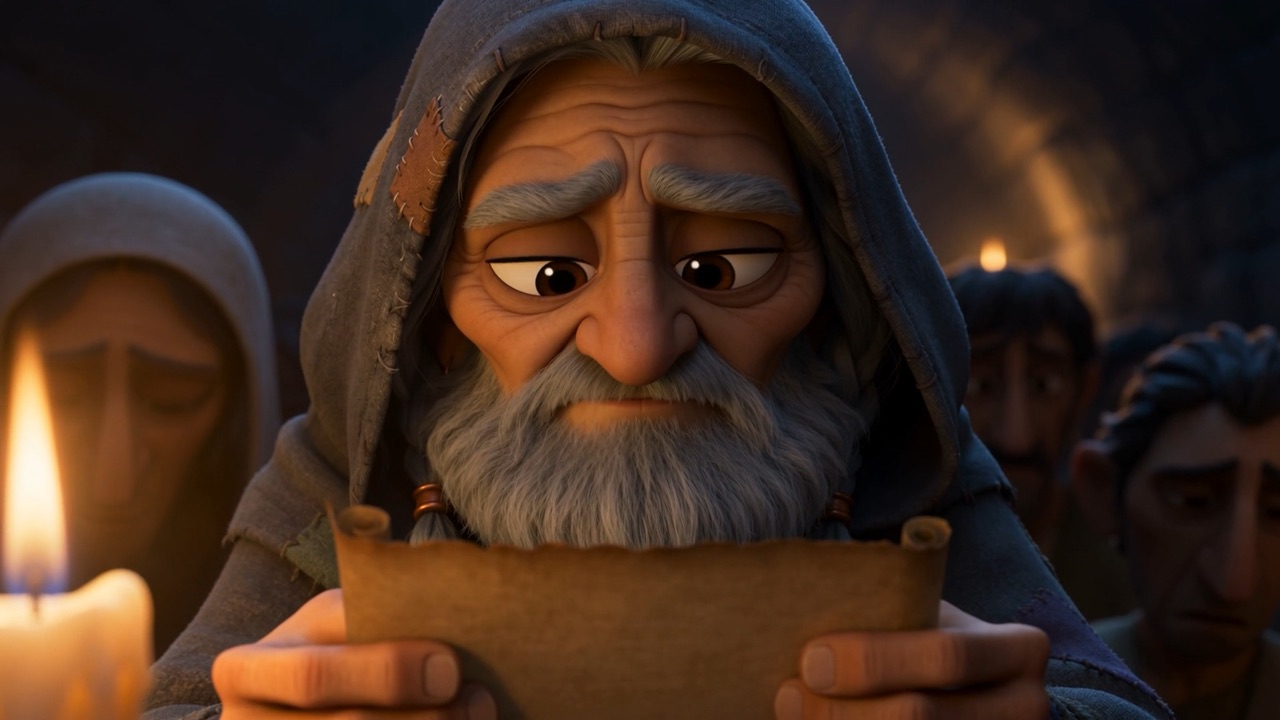 He clears his throat, steadies the page, and reads the first words aloud