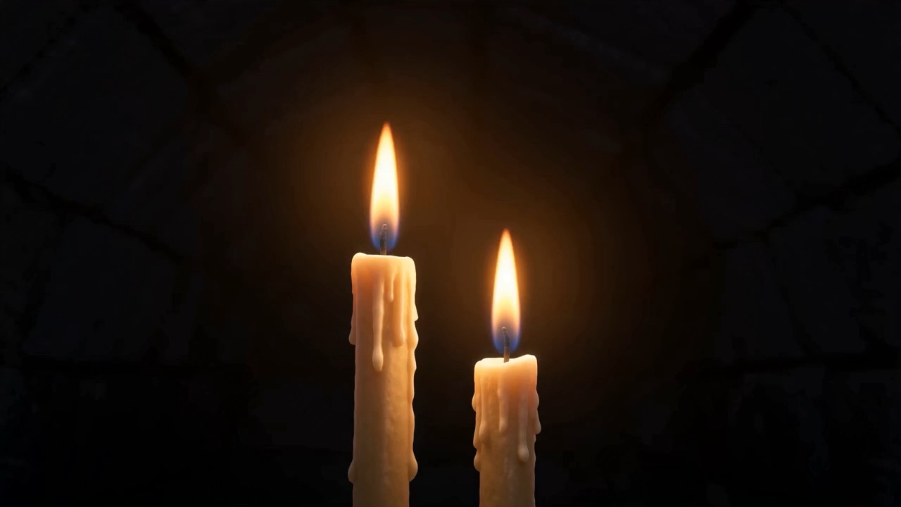 And the two candles seem to burn taller than their wicks allow