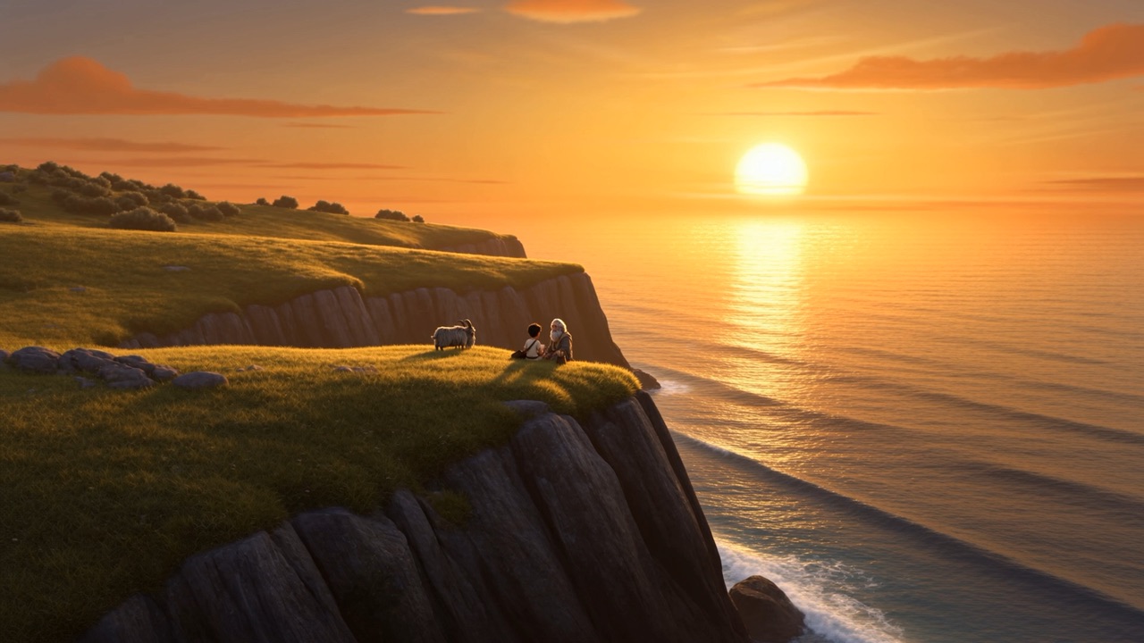 Sunset on the headland. Three of them, at rest