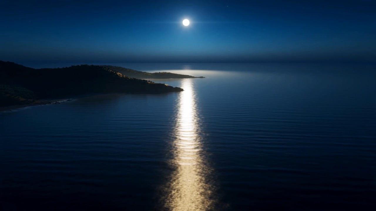 And the sea answers: a shimmer, a sheen, and then a road
