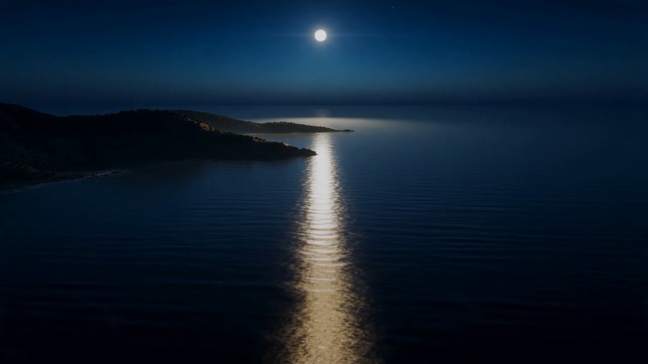 A path of light, laid from this dark shore all the way out to the horizon