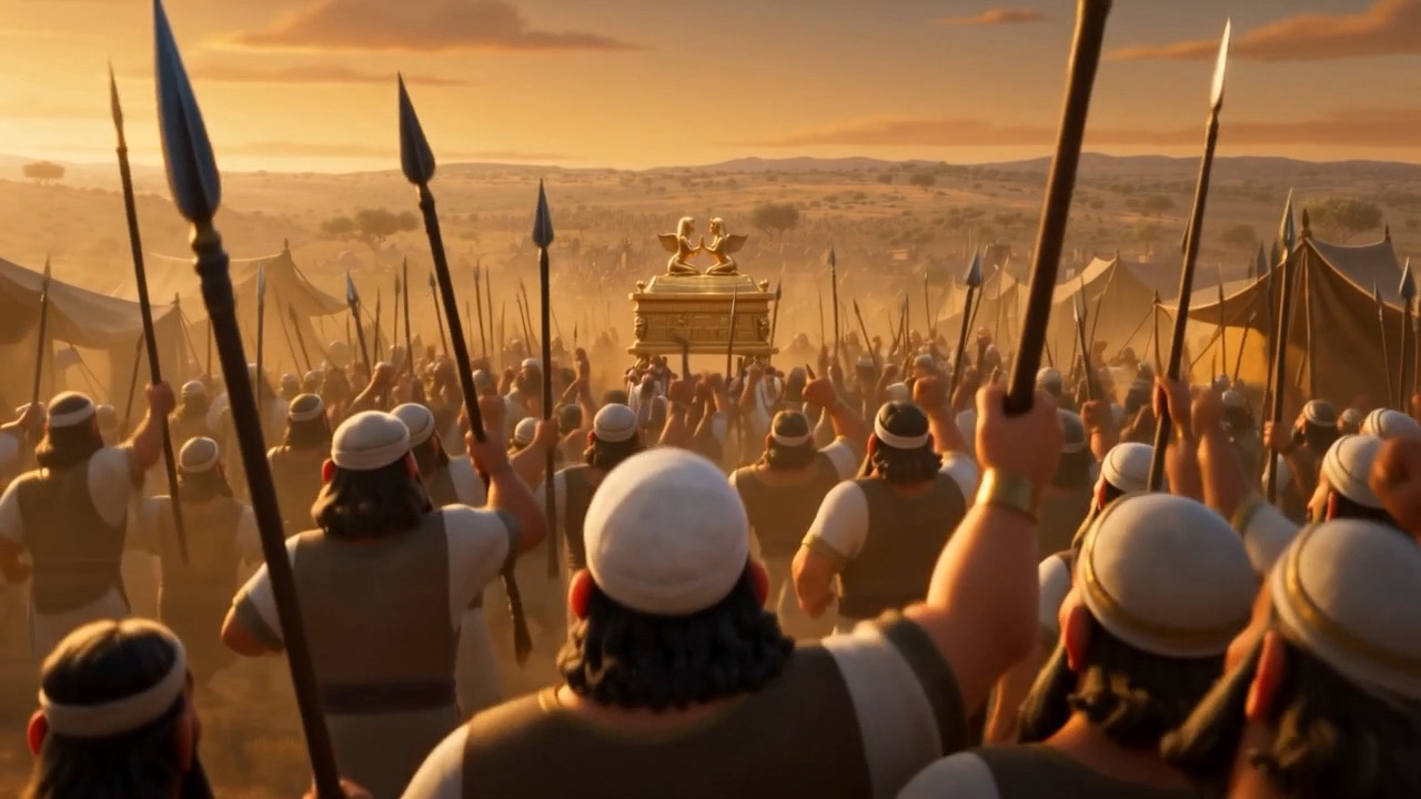 The ark is carried high through the roaring crowd