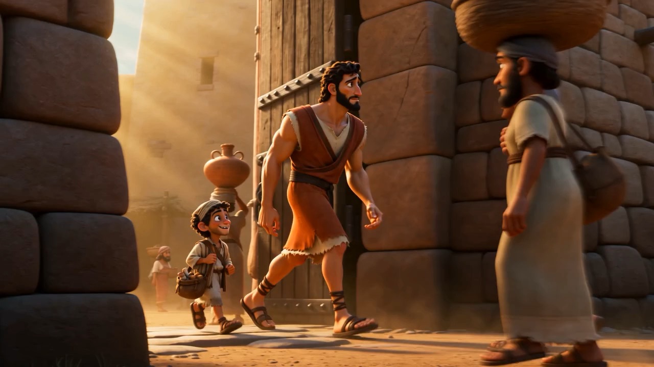 They nearly walk into an old man at the gate
