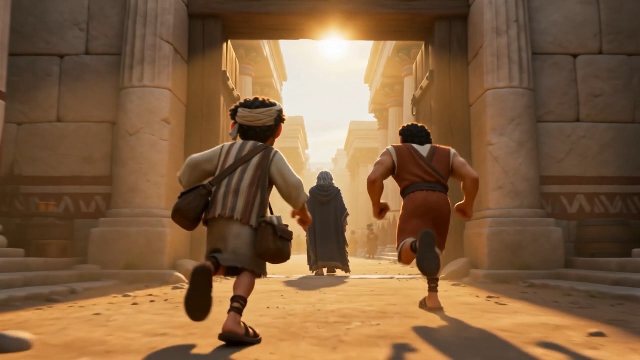 Saul and his servant exchange a look