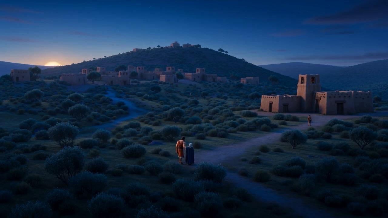 At dawn on the rooftop road, Samuel takes out the oil