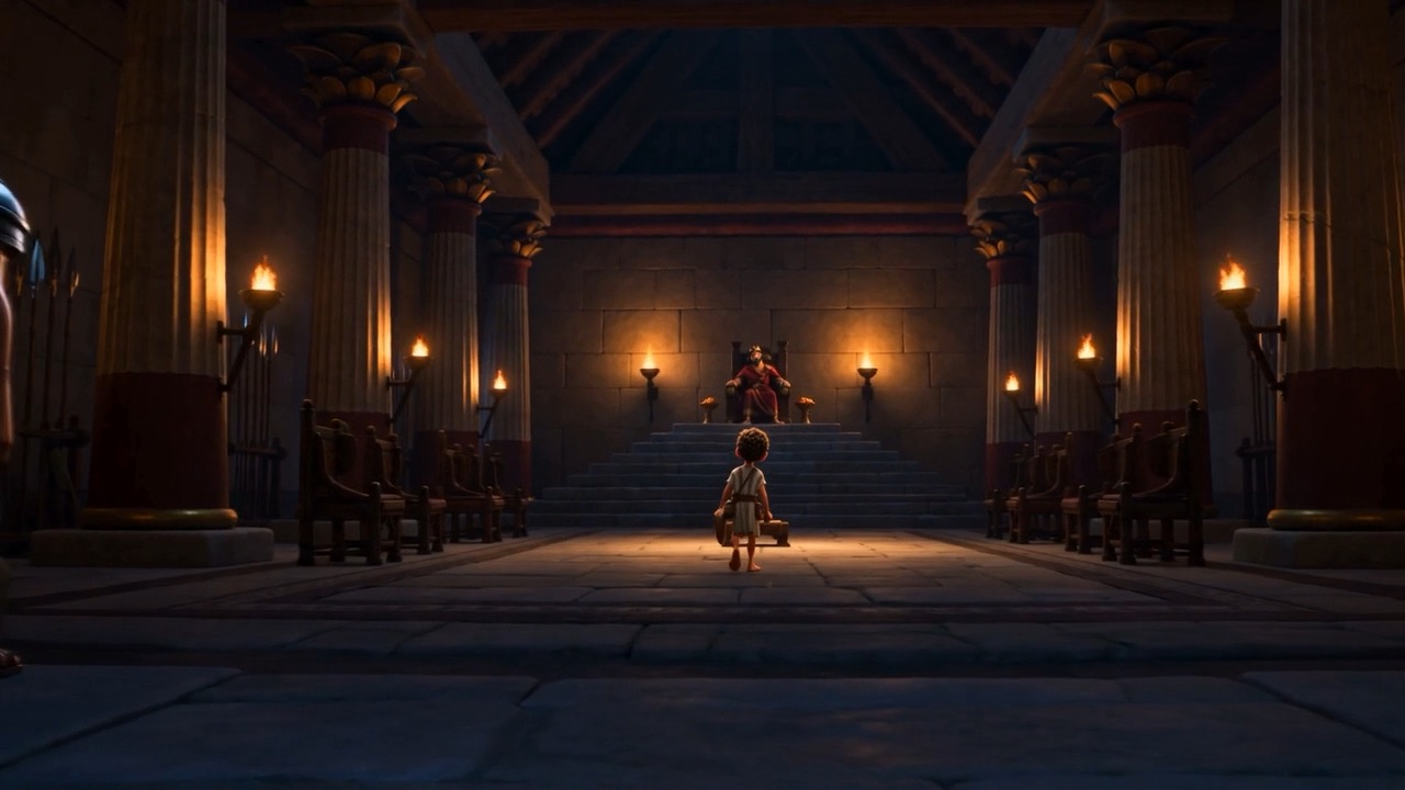 Small, bright, absurdly young in that grim hall