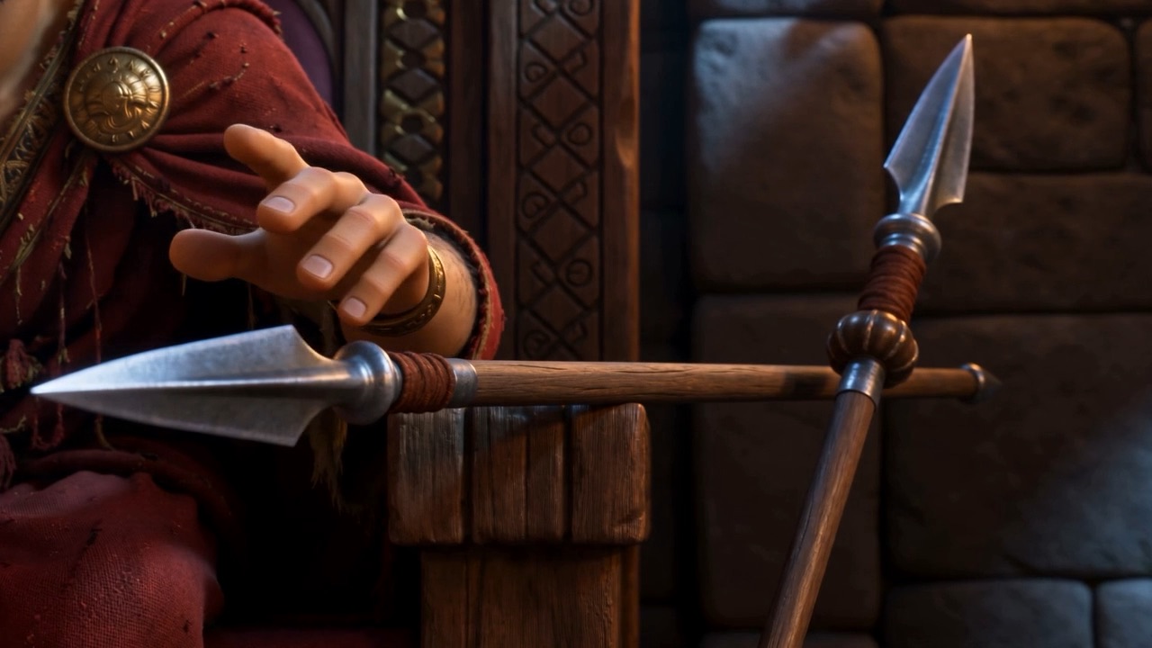 The spear stands where it always stands