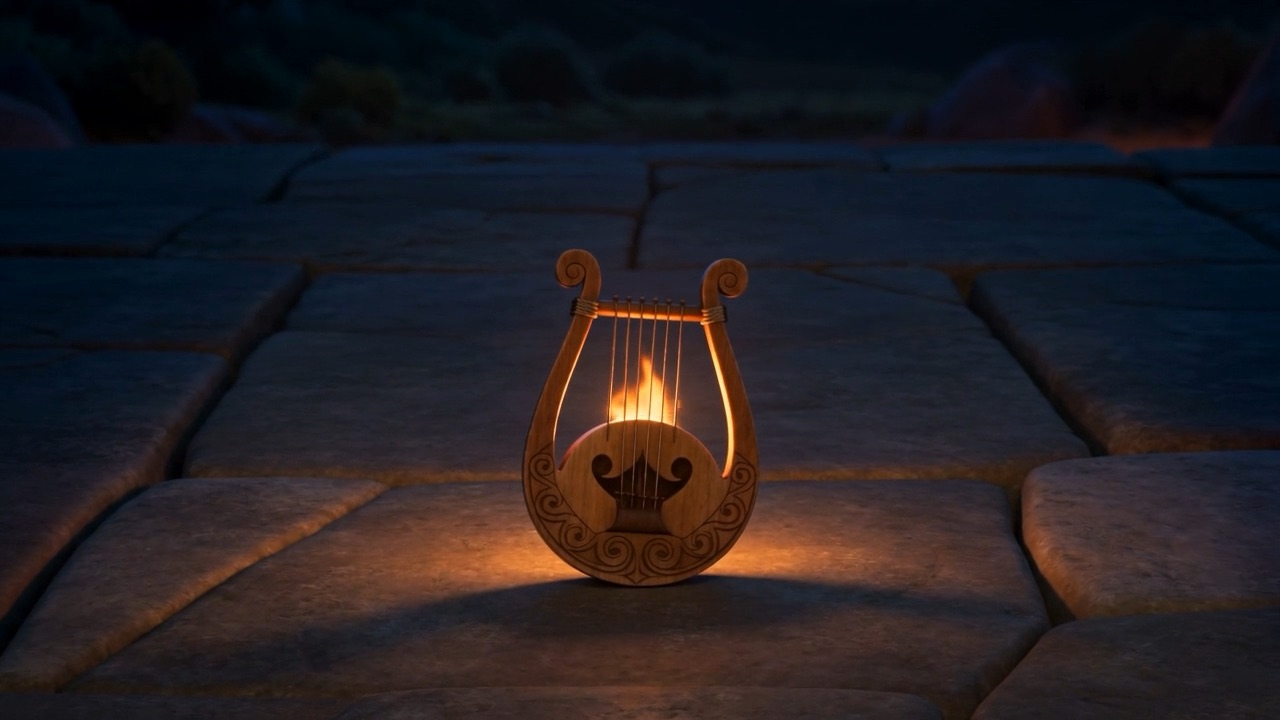 And the lyre stays where it fell