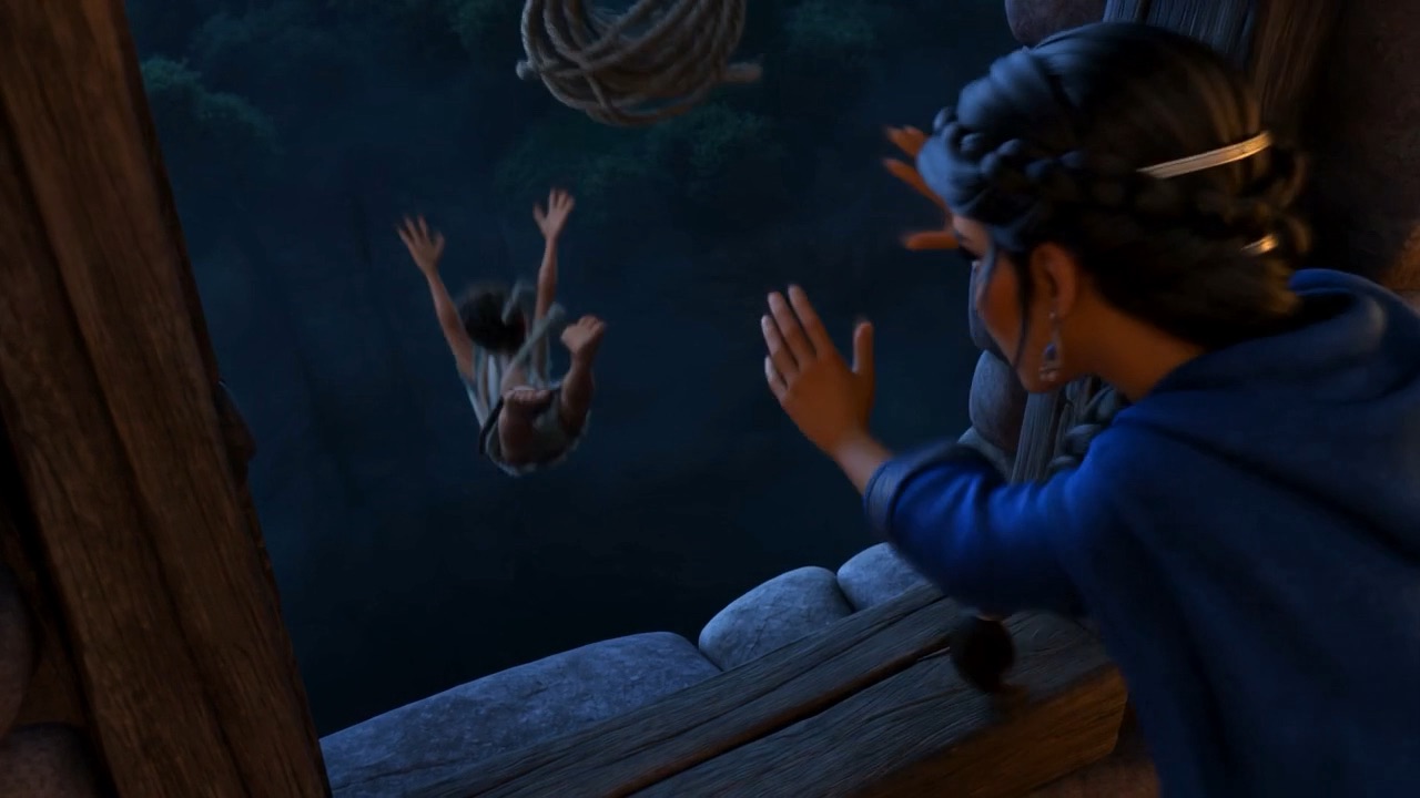 And puts him out of the window on a rope