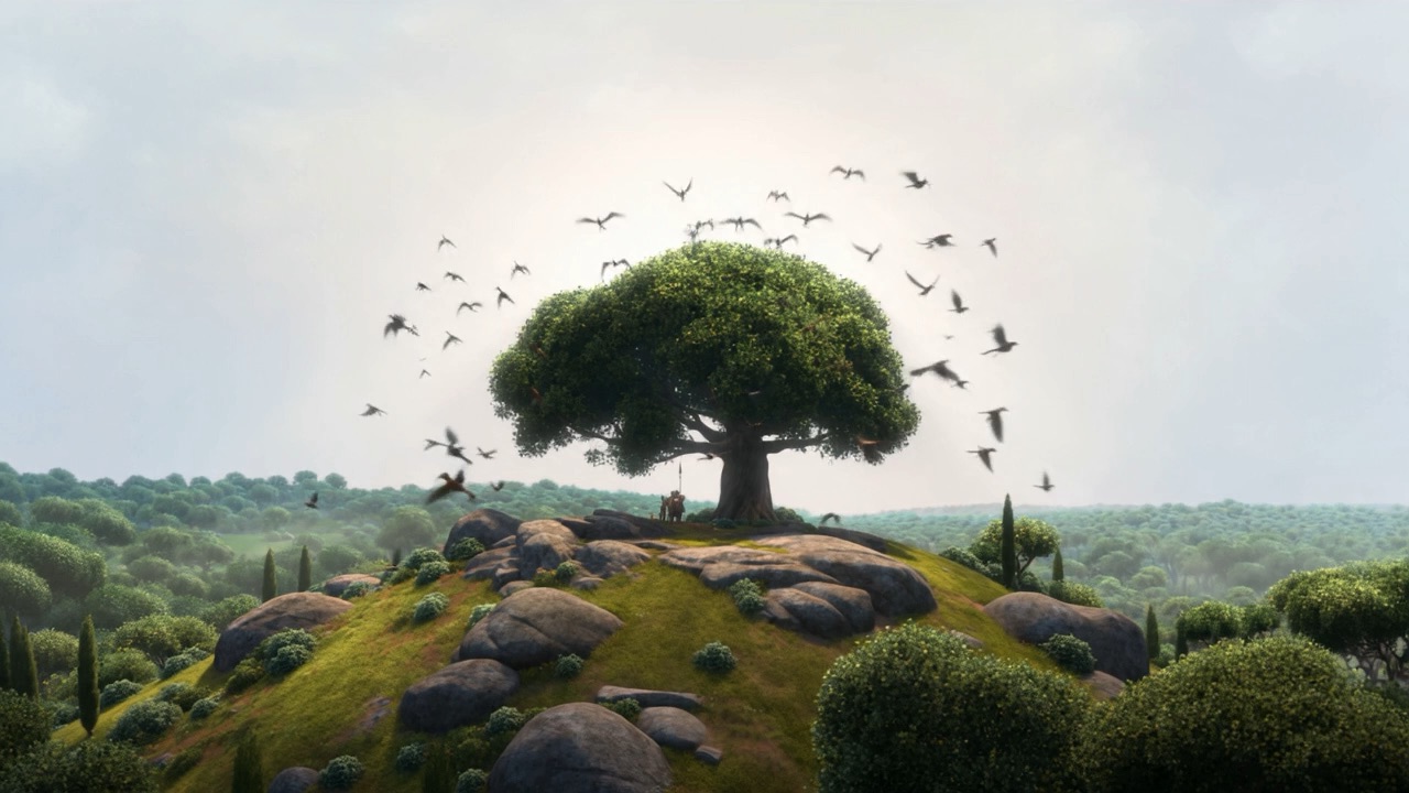 And then only a tree on a hill